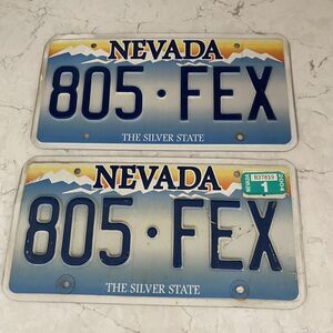 US The Silver State of Nevada 805 FEX Motor Vehicles Licence Plate Matching Pair